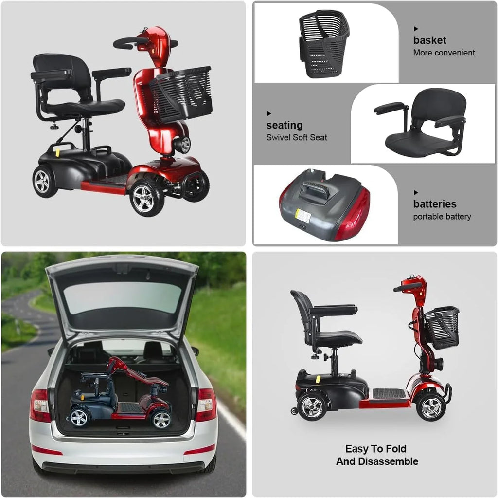 4 Wheel Foldable Mobility Scooter with Charger and Basket A49755