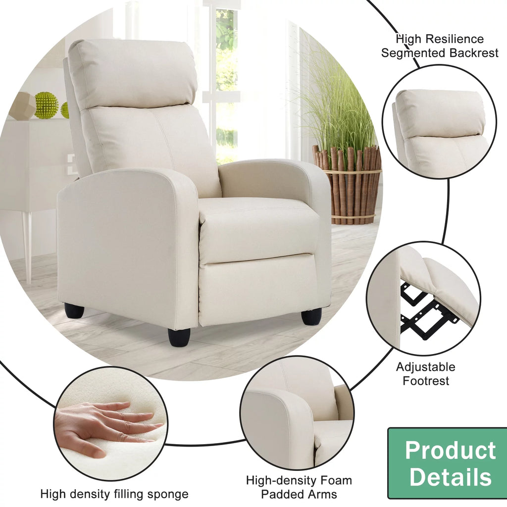 Fabric Beige Recliner Chair T1804