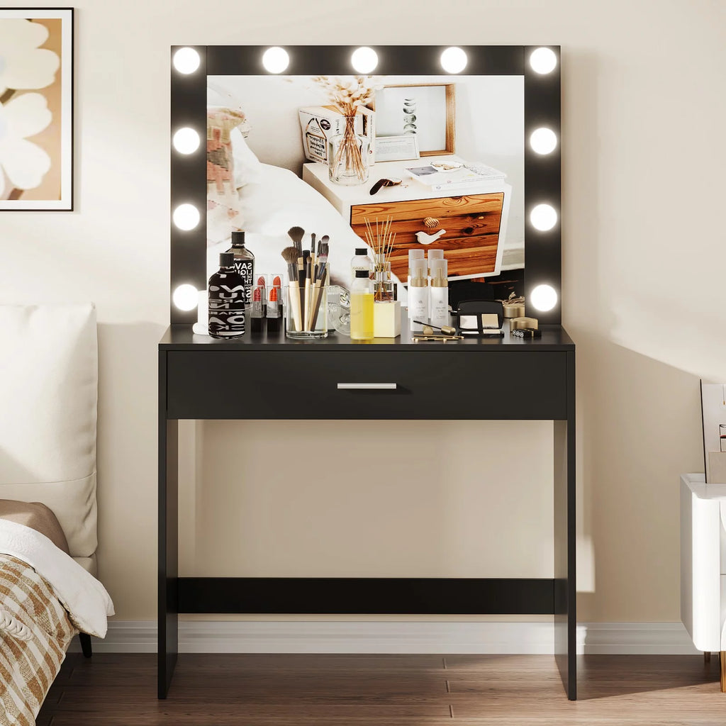 Black Makeup Vanity Table with Mirror K24804