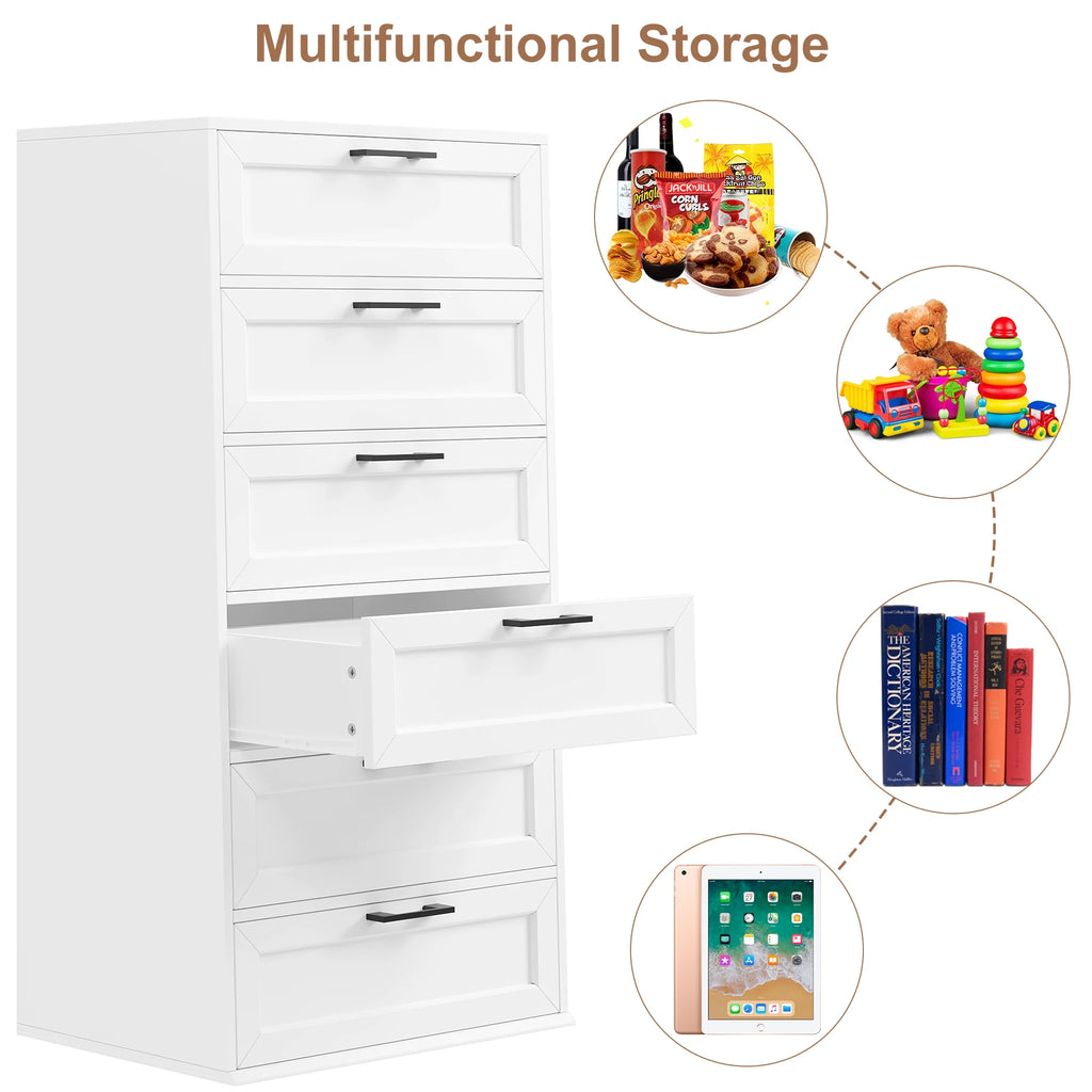 White 6 Drawer Tall Dresser H996