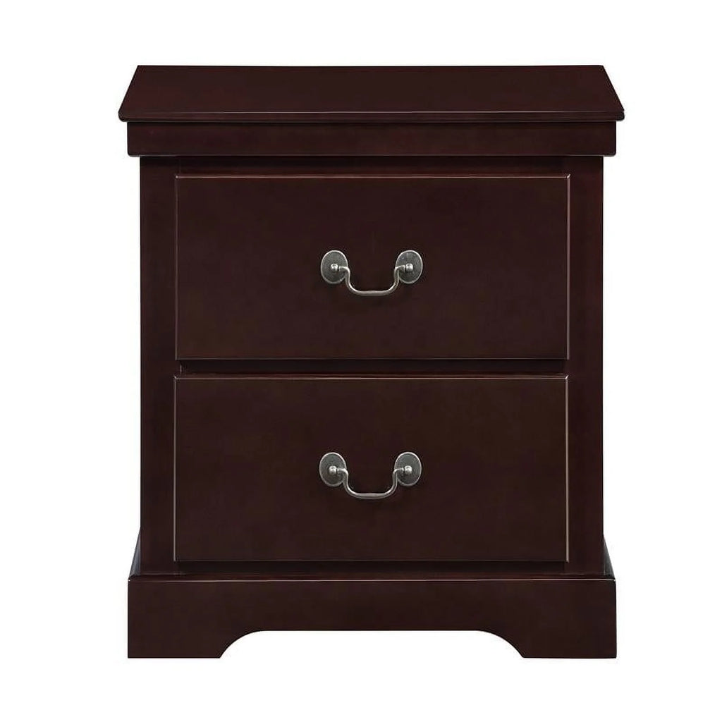 Cherry 2-Drawers Traditional Wood Nightstand N3375
