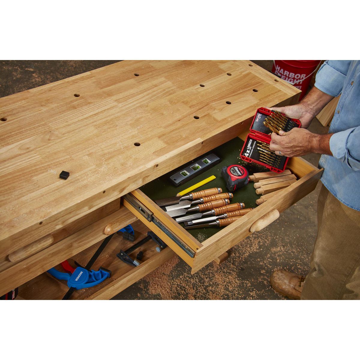 60 in. 3-Drawer Hardwood Workbench D70954