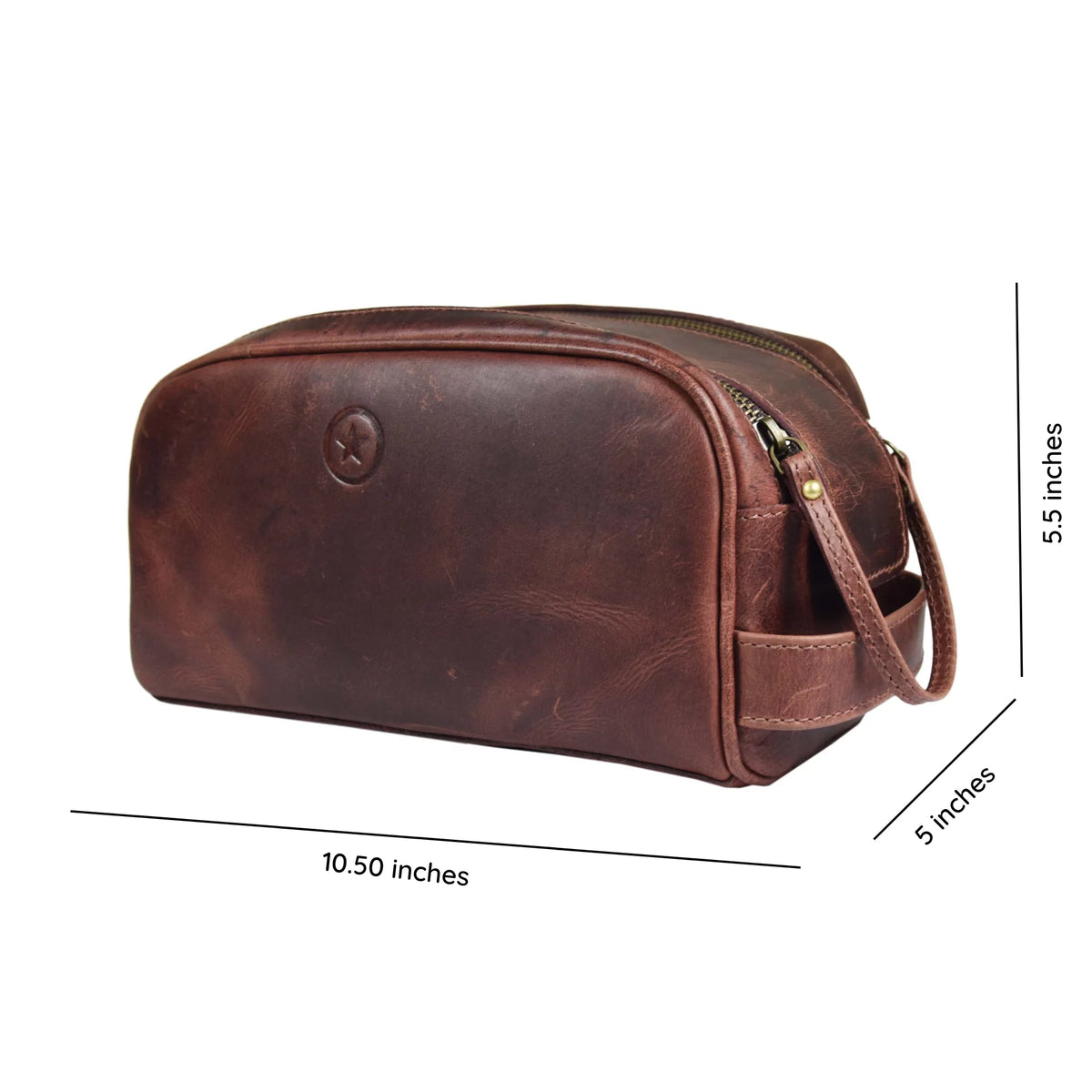 Genuine Leather 10" Toiletry Travel Pouch with Waterproof Lining K10953