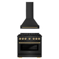 36 In. Gas Range and Range Hood in Black Stainless Steel D361459