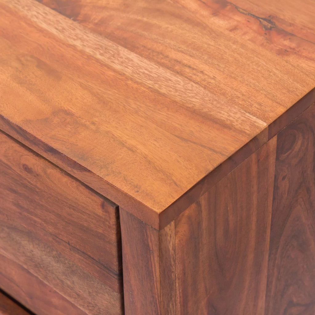 Acacia Wood Dresser or Display Unit Walnut Brown & Black U3374