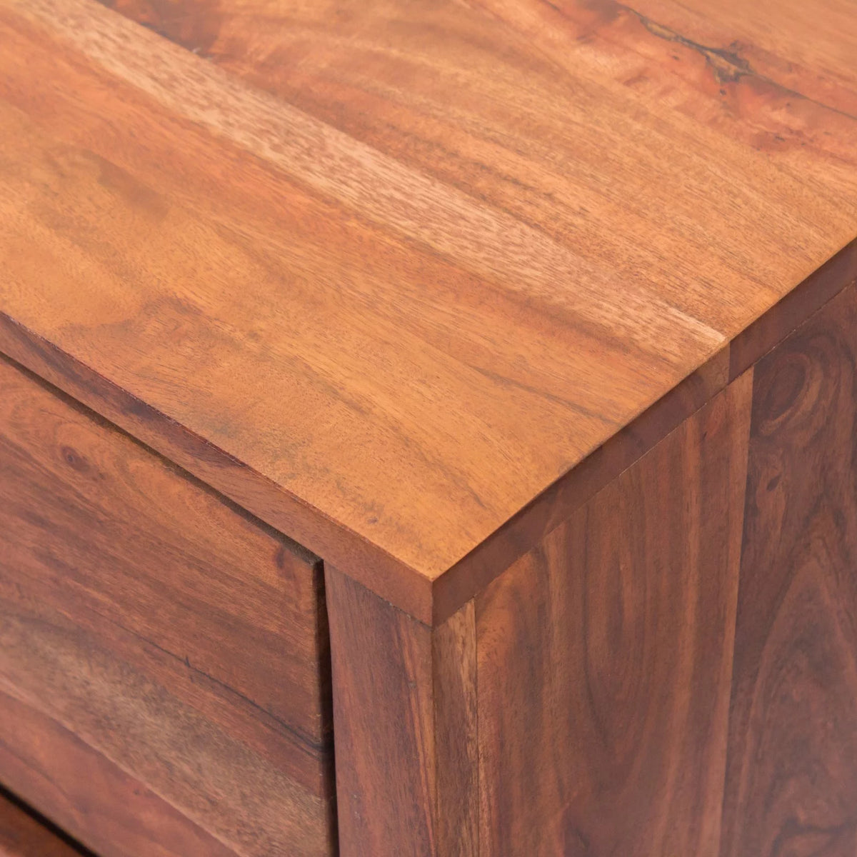 Acacia Wood Dresser or Display Unit Walnut Brown & Black U3374