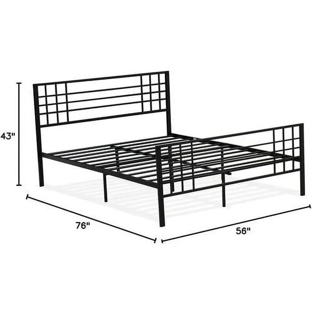 Black Bed Frame with 9 Metal Legs F264