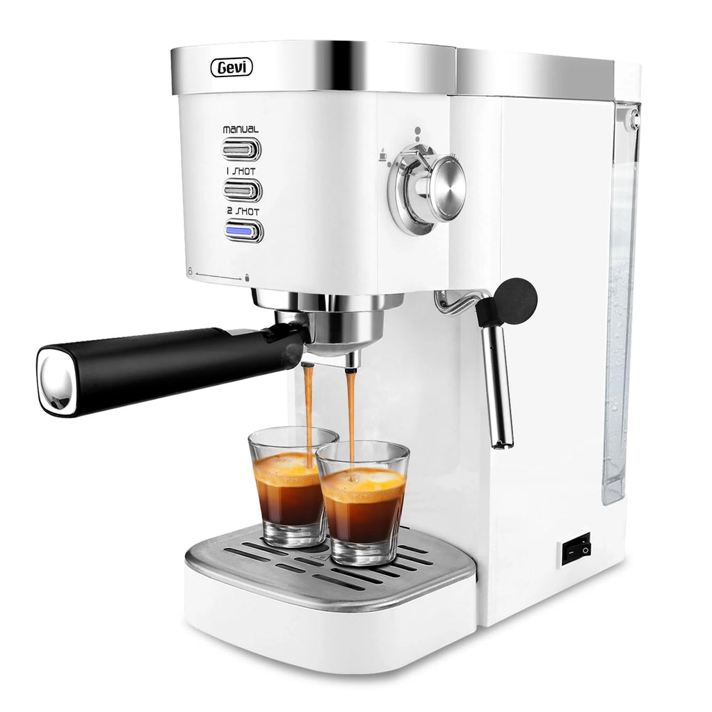20 Bar Espresso Machine with Milk Frother Wand, 40.58 oz, White J9815