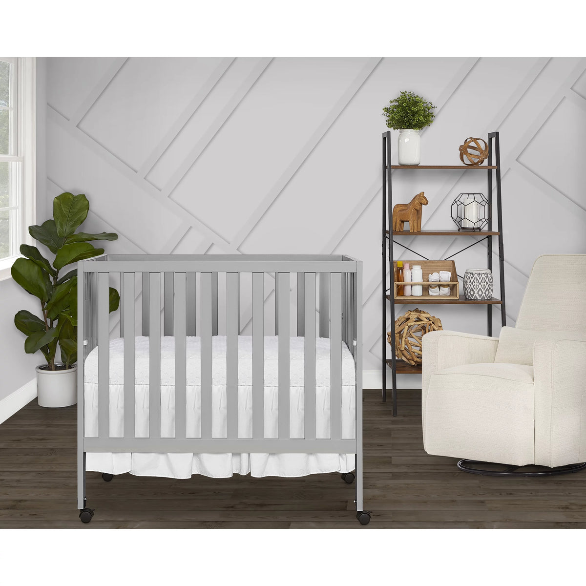 Pebble Grey Folding Crib T311