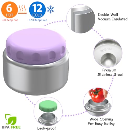8oz Leak-Proof 4 Compartment Bento Lunch Box Set with Thermo Food Jar and Insulated Bag R15593