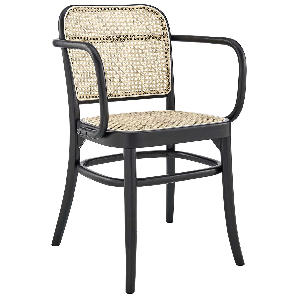 Black Natural Wood Rattan Dining Chair L521