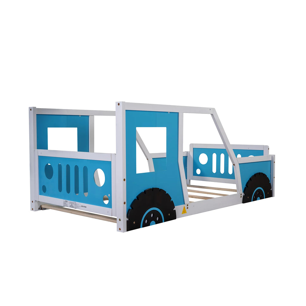 Twin Size Wood Platform Bed Frame with Wheels X5690