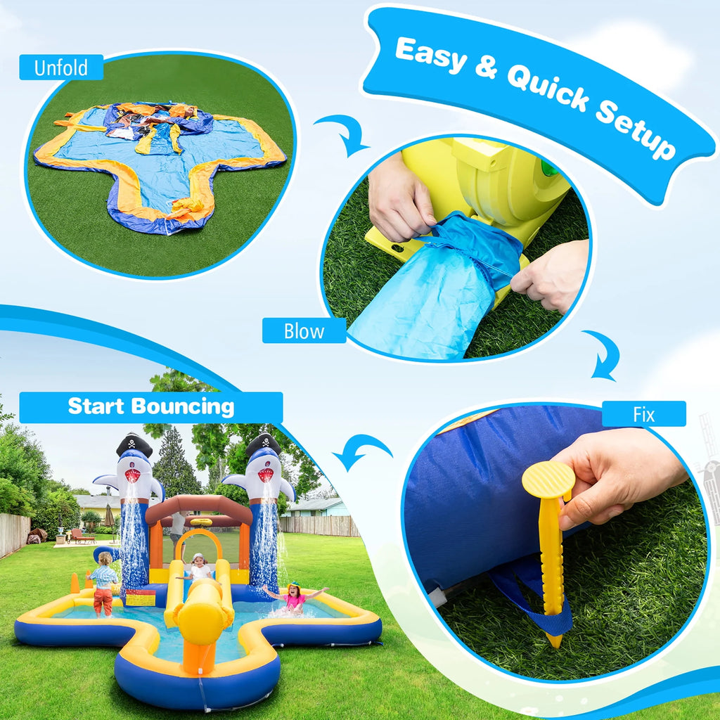 Inflatable Water Slide Park Bounce House Splash Pool K6386