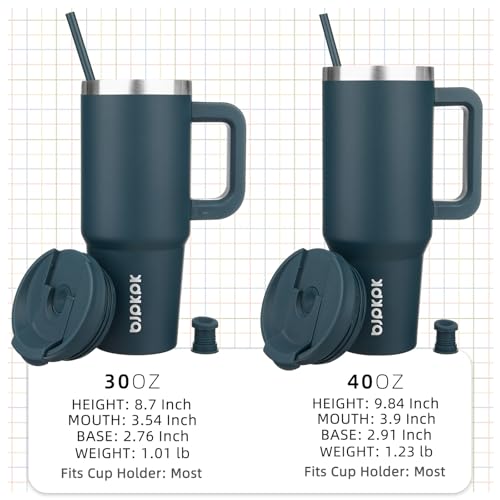 30 oz Stainless Steel Insulated Tumbler with Handle and Straw J741