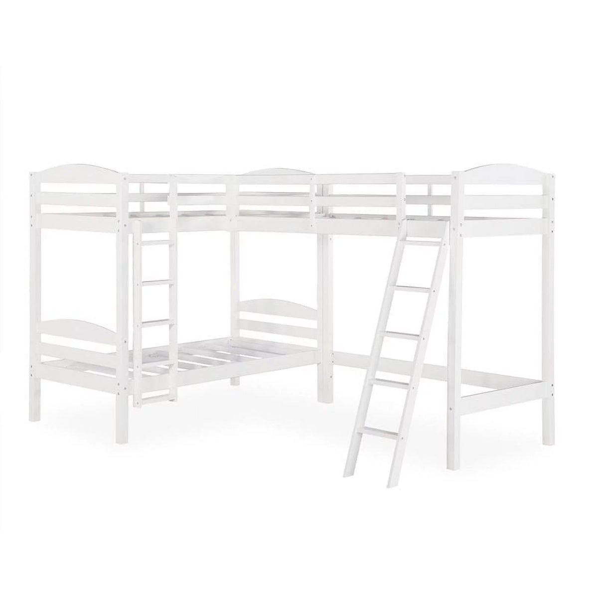 2 Tier Twin Triple Wooden Bunk Bed in White D3687