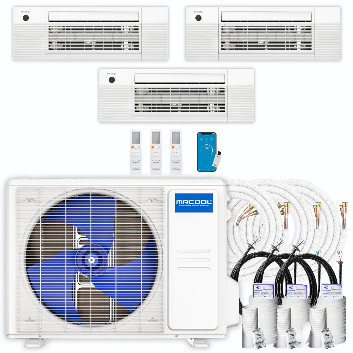 42,000 BTU 3 Zone Ceiling Cassette Ductless Air Conditioner and Heat Pump G808