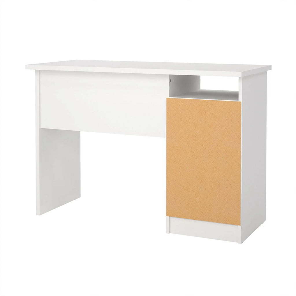 White Writing Desk with 3 Storage Drawers and Open Shelf I820667