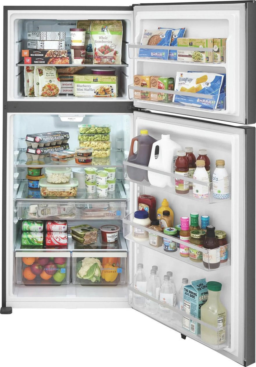 Top Freezer Freestanding Refrigerator Black Stainless Steel T284840
