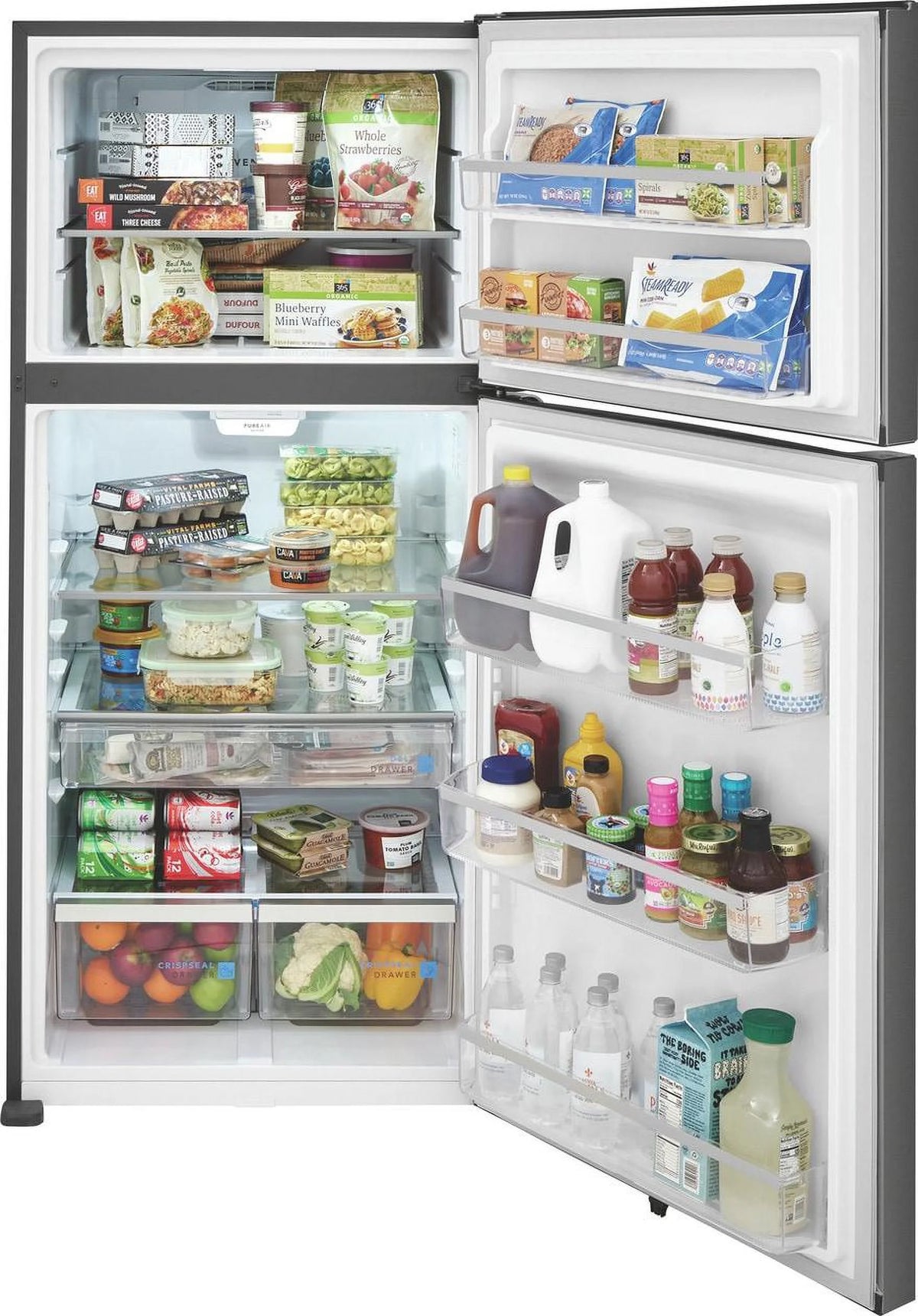 Top Freezer Freestanding Refrigerator Black Stainless Steel T284840