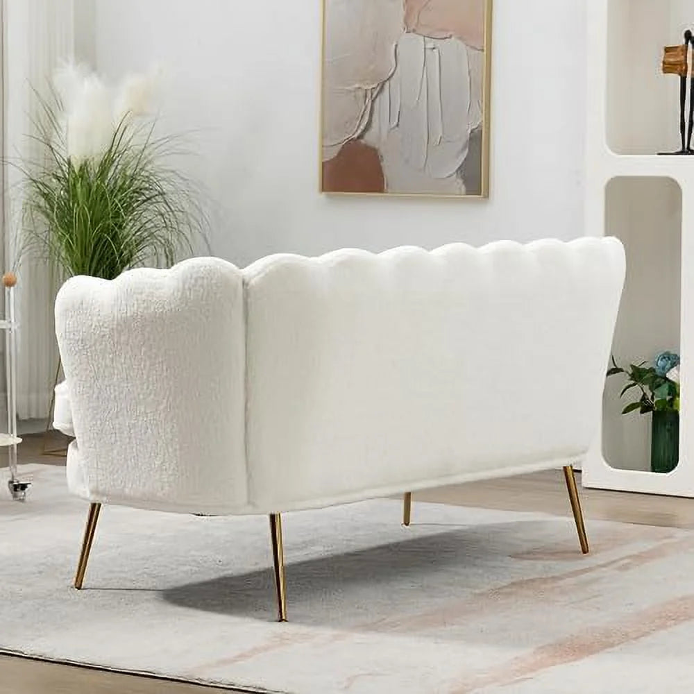 Boucle Loveseat Sofa with Gold Metal Legs F766