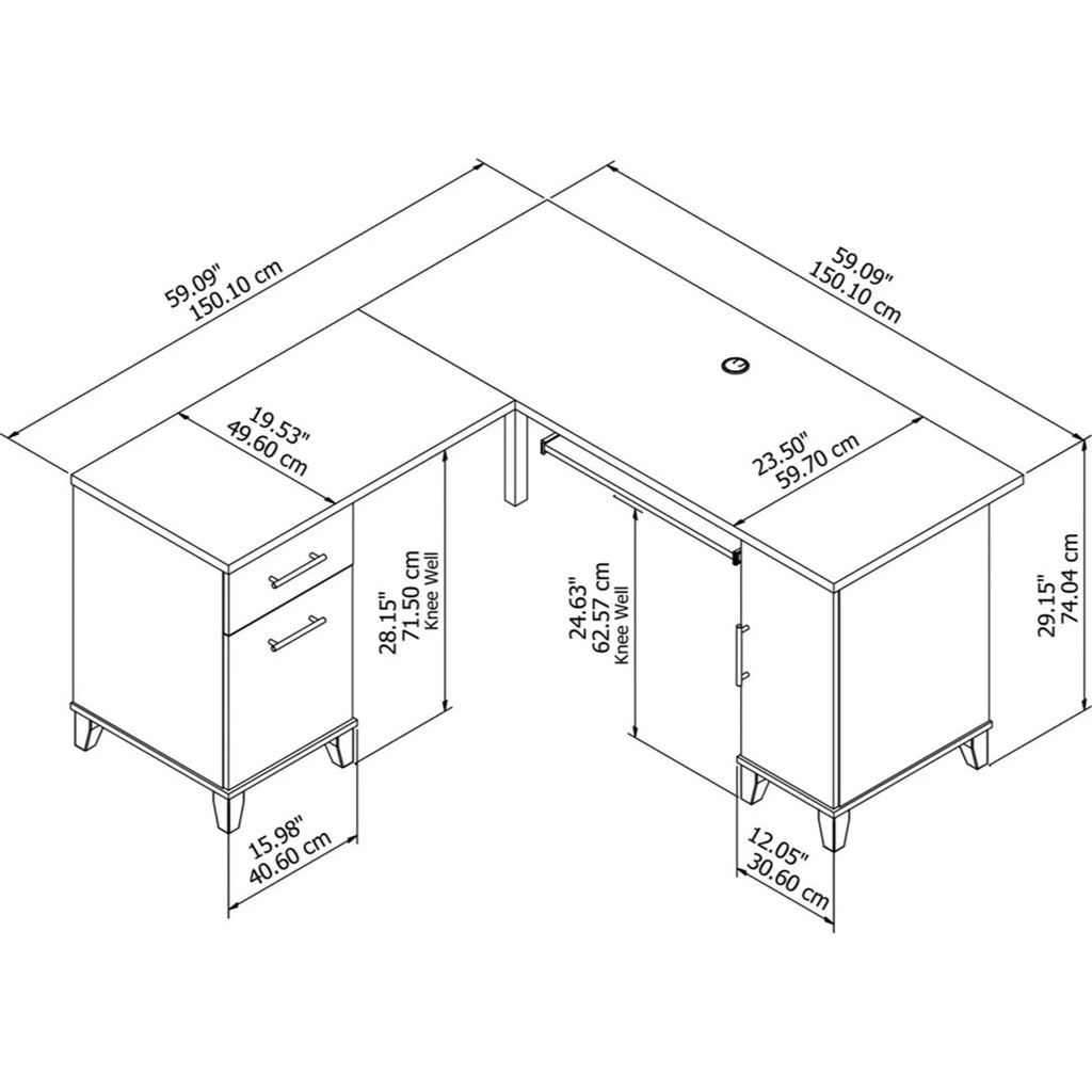60" L Shaped Desk with Storage Y6815