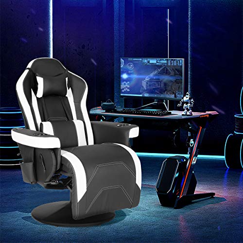 Black Blue Gaming Recliner Chair with Speakers and Massage E68450
