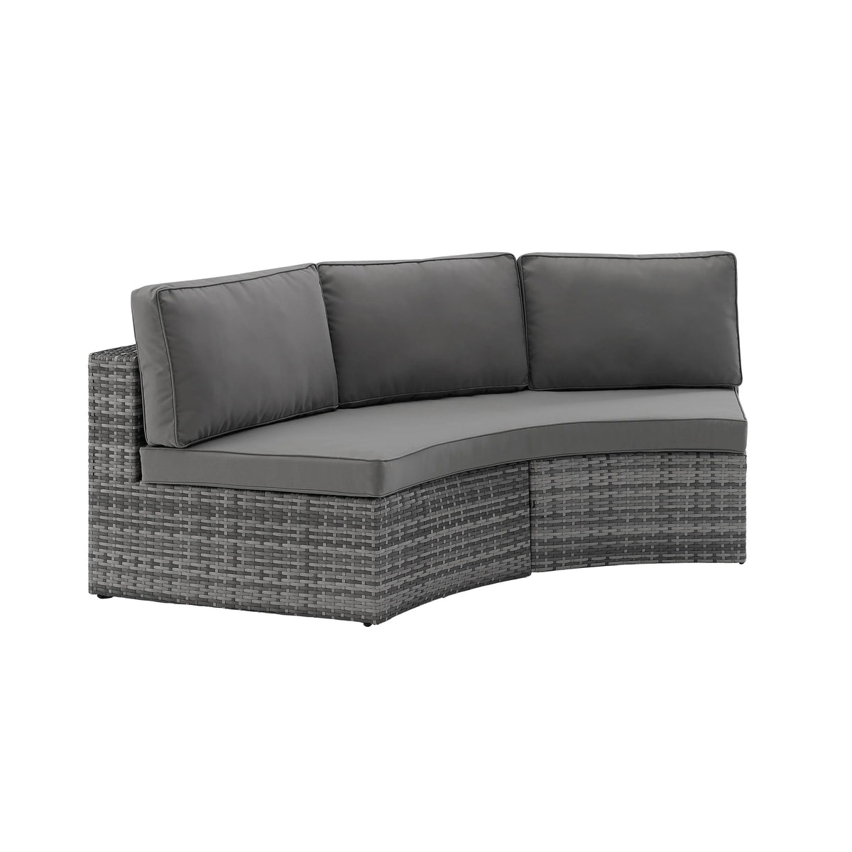 Gray Wicker Curved Patio Sectional Sofa A1517