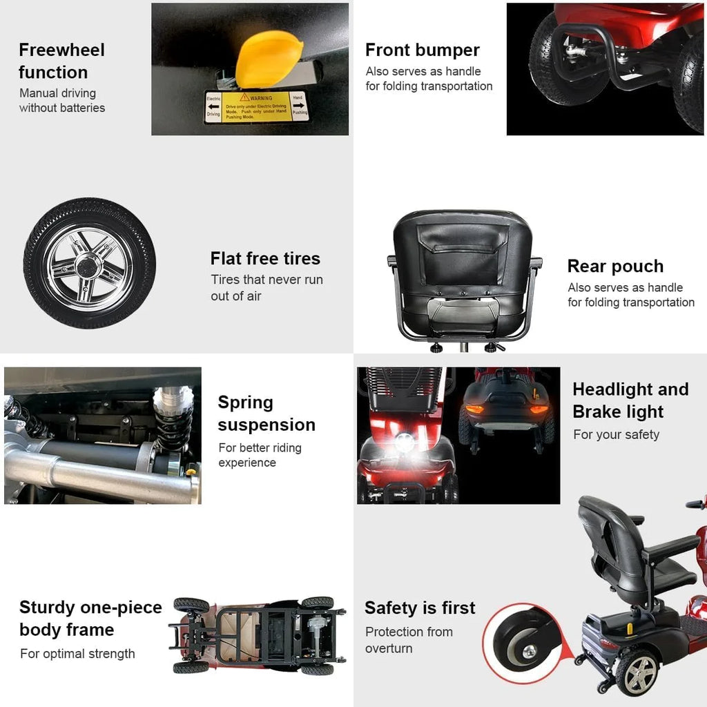 4 Wheel Foldable Mobility Scooter with Charger and Basket A49755