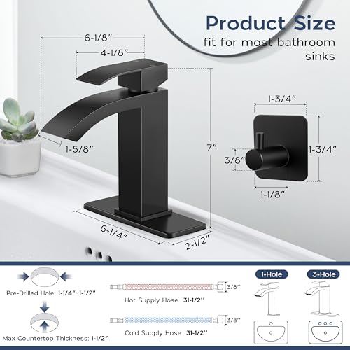Brushed Nickel Single Handle Waterfall Bathroom Sink Faucet with Pop Up Drain K80843