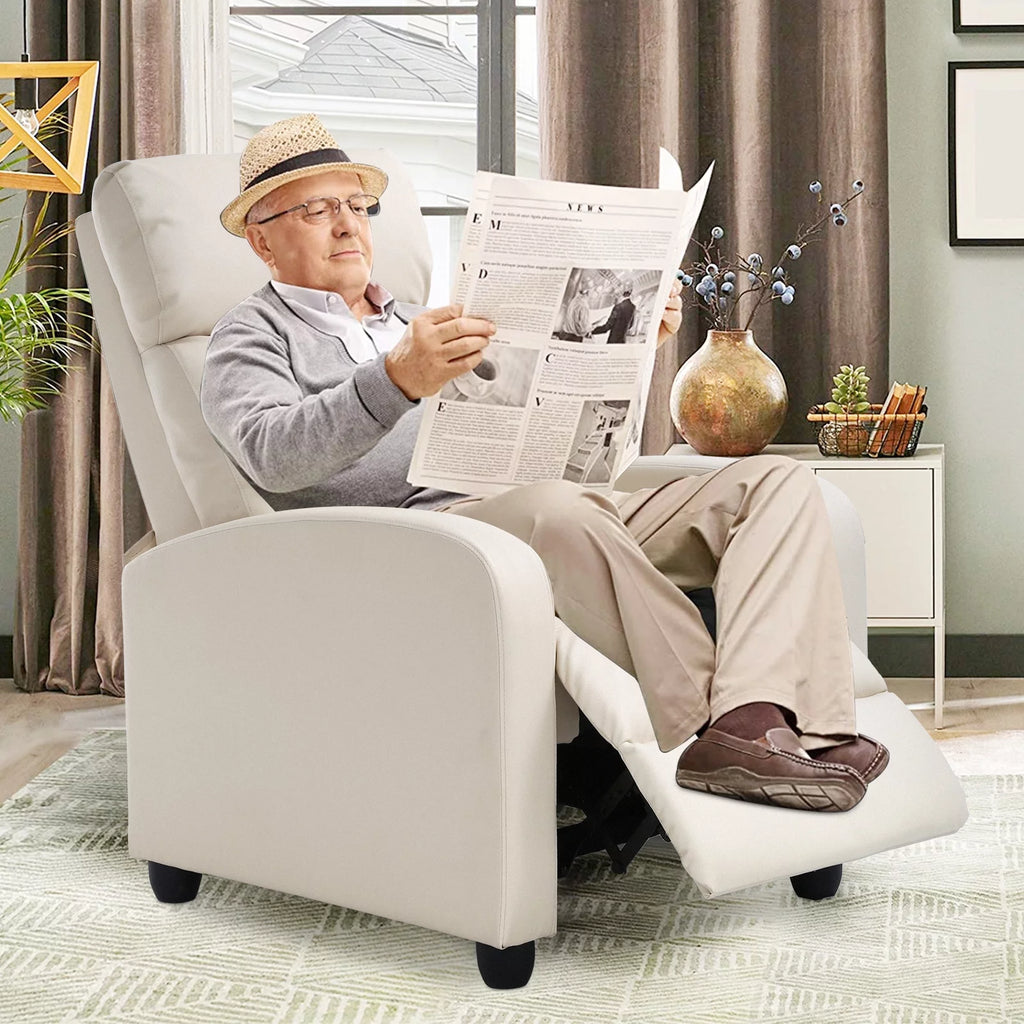 Fabric Beige Recliner Chair T1804