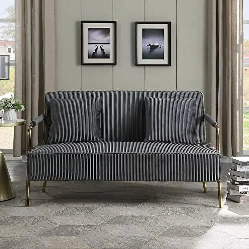 55" Velvet Loveseat Sofa with 2 Throw Pillows R959