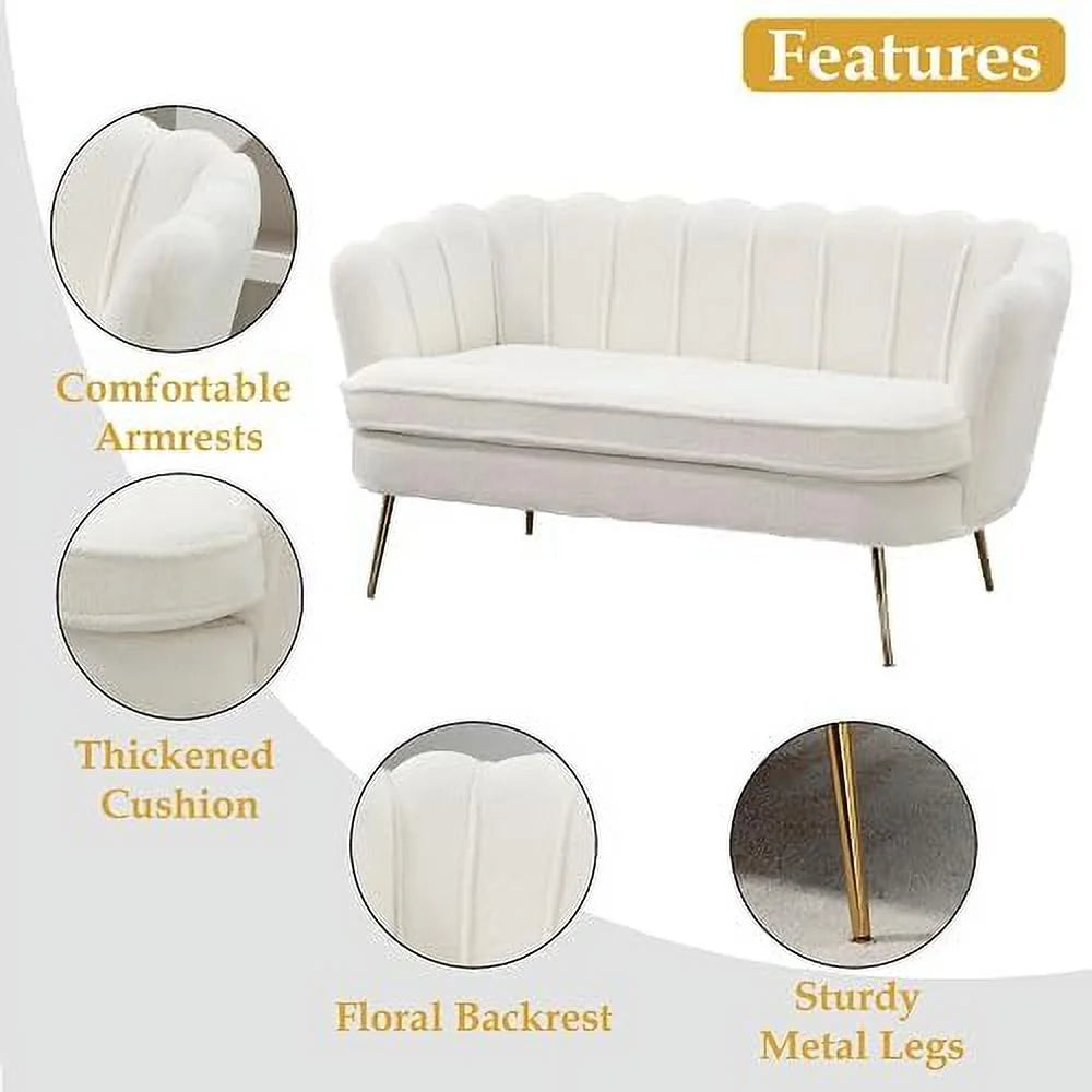 Boucle Loveseat Sofa with Gold Metal Legs F766