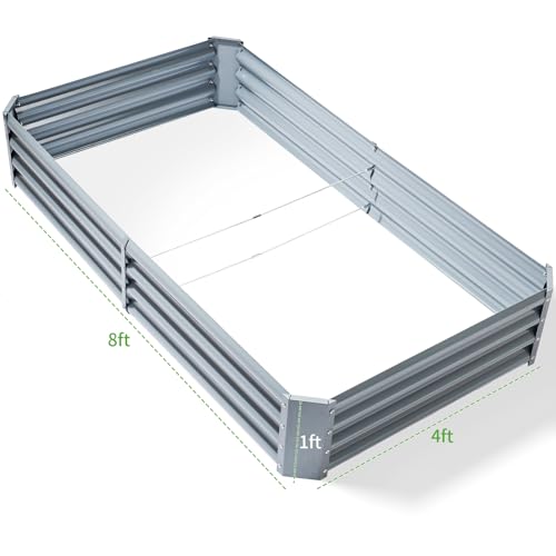 2 Pack 8×4×1ft Galvanized Metal Raised Garden Bed A628