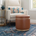 Faux Leather Round Storage Ottoman B530727