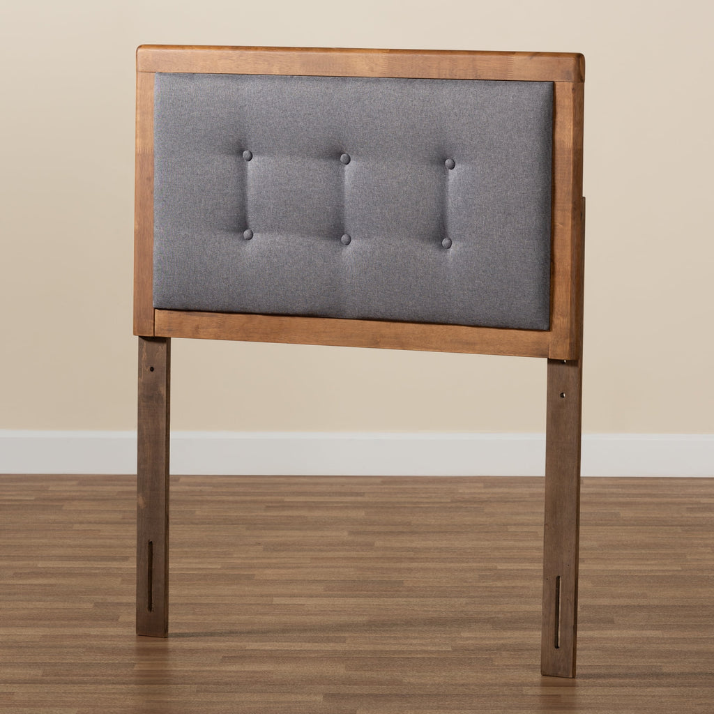 Dark Grey Walnut Tufted Upholstered Headboard D85631
