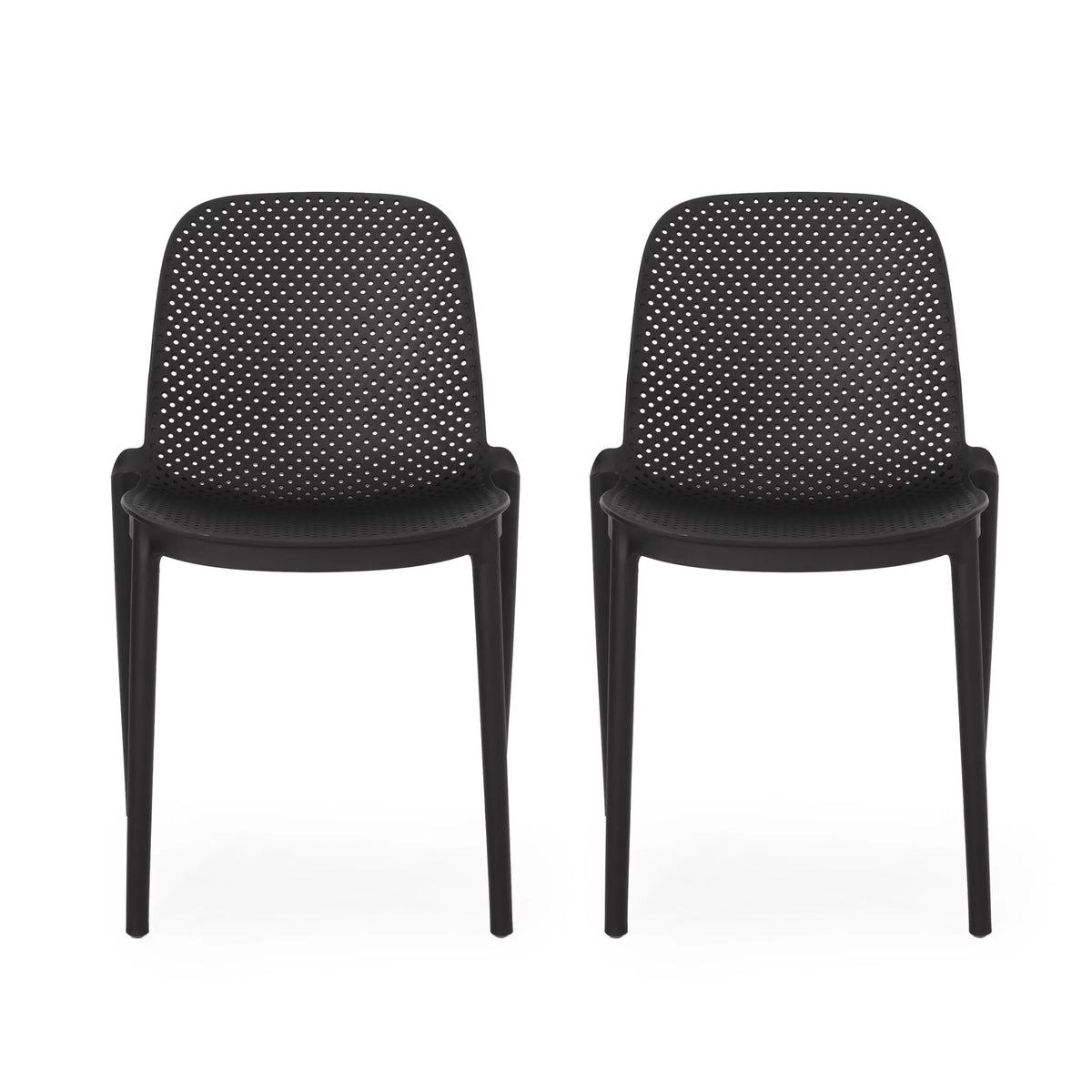 White Plastic Patio Dining Chair Set of 2 K473
