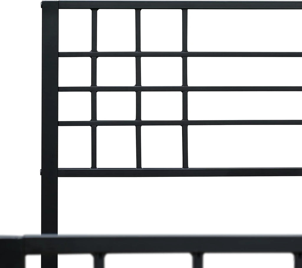Black Bed Frame with 9 Metal Legs F264