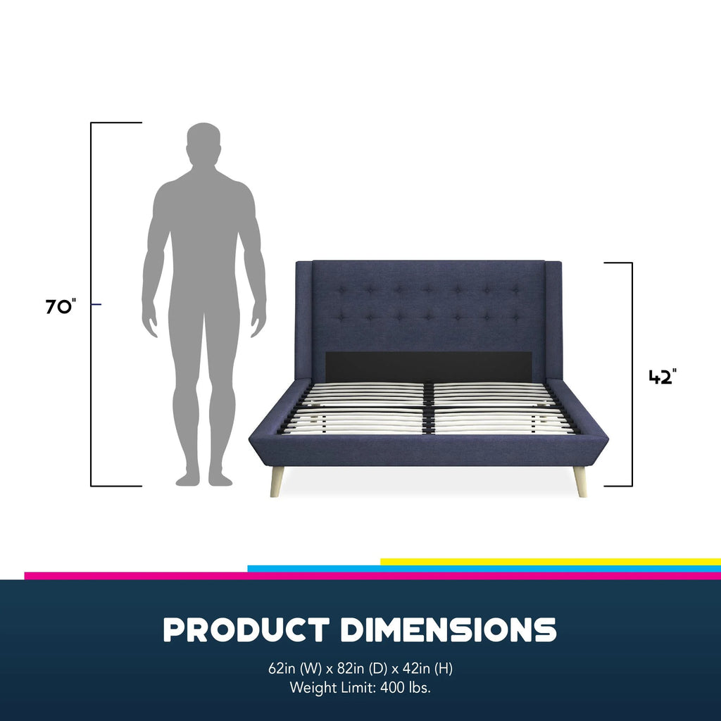 Queen Light Gray Linen Upholstered Bed Z78352