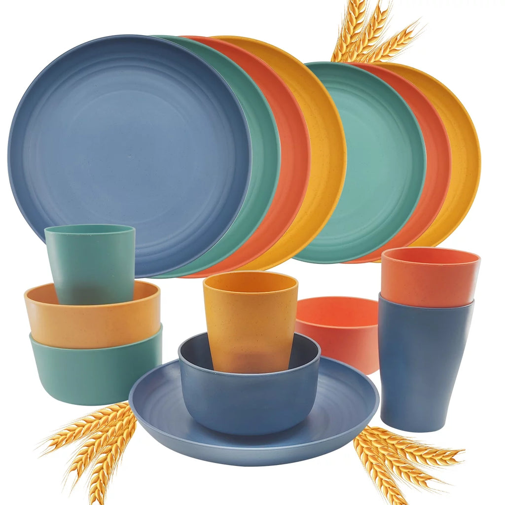 Wheat Straw Dinnerware Set 16 Piece E86009