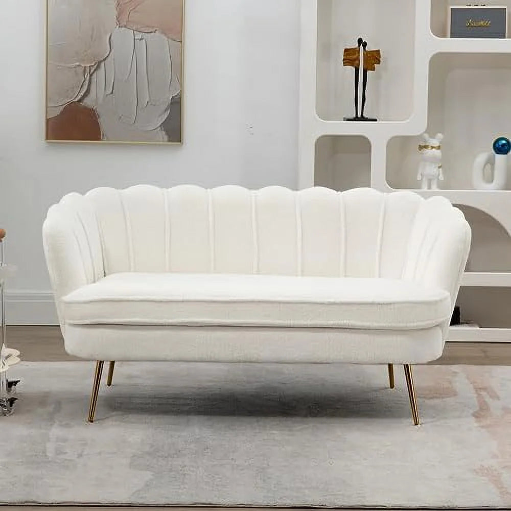 Boucle Loveseat Sofa with Gold Metal Legs F766