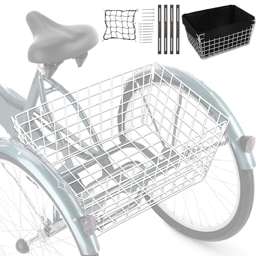 Black Folding Steel Tricycle Rear Basket with Liner Bag C923738