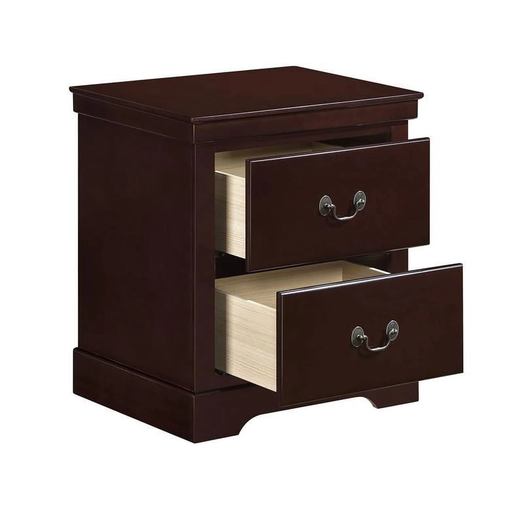 Cherry 2-Drawers Traditional Wood Nightstand N3375
