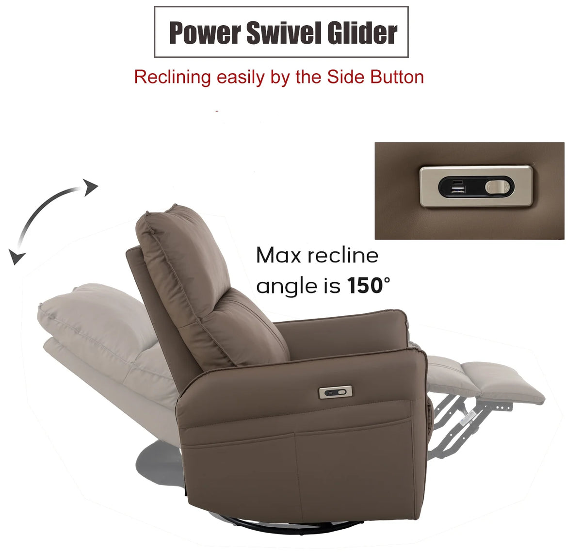 Power Swivel Rocker Recliner Chair with USB Ports M54687