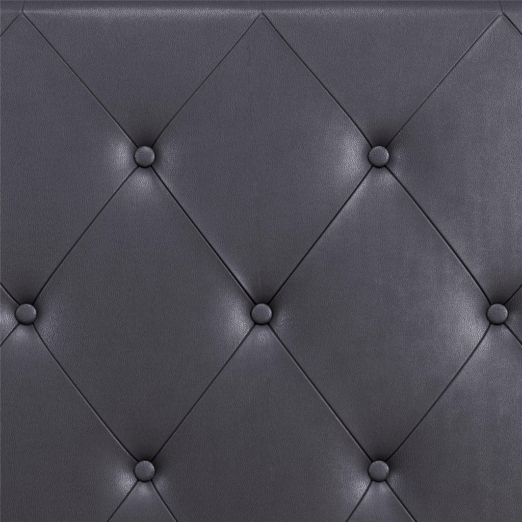 Queen Gray Faux Leather Upholstered Platform Bed E72821
