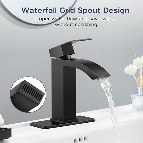 Brushed Nickel Single Handle Waterfall Bathroom Sink Faucet with Pop Up Drain K80843