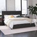 Queen Gray Faux Leather Upholstered Platform Bed E72821