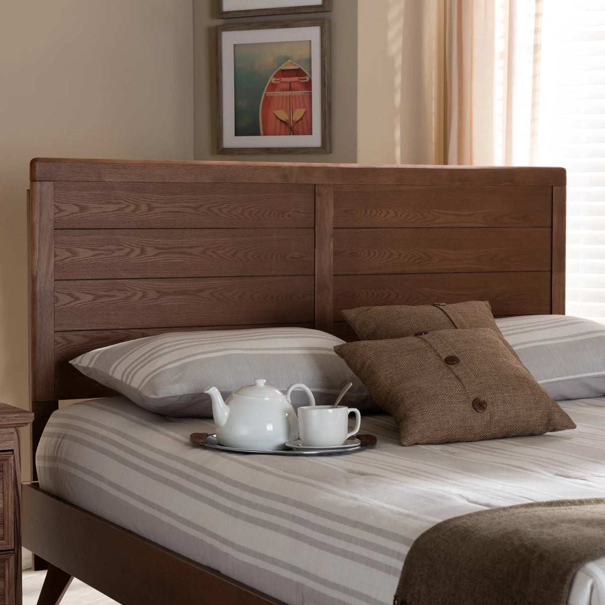 Walnut Brown Finished Wood Full Size Headboard K81407