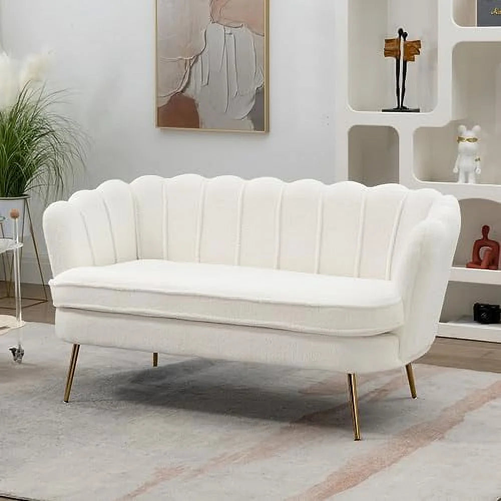 Boucle Loveseat Sofa with Gold Metal Legs F766