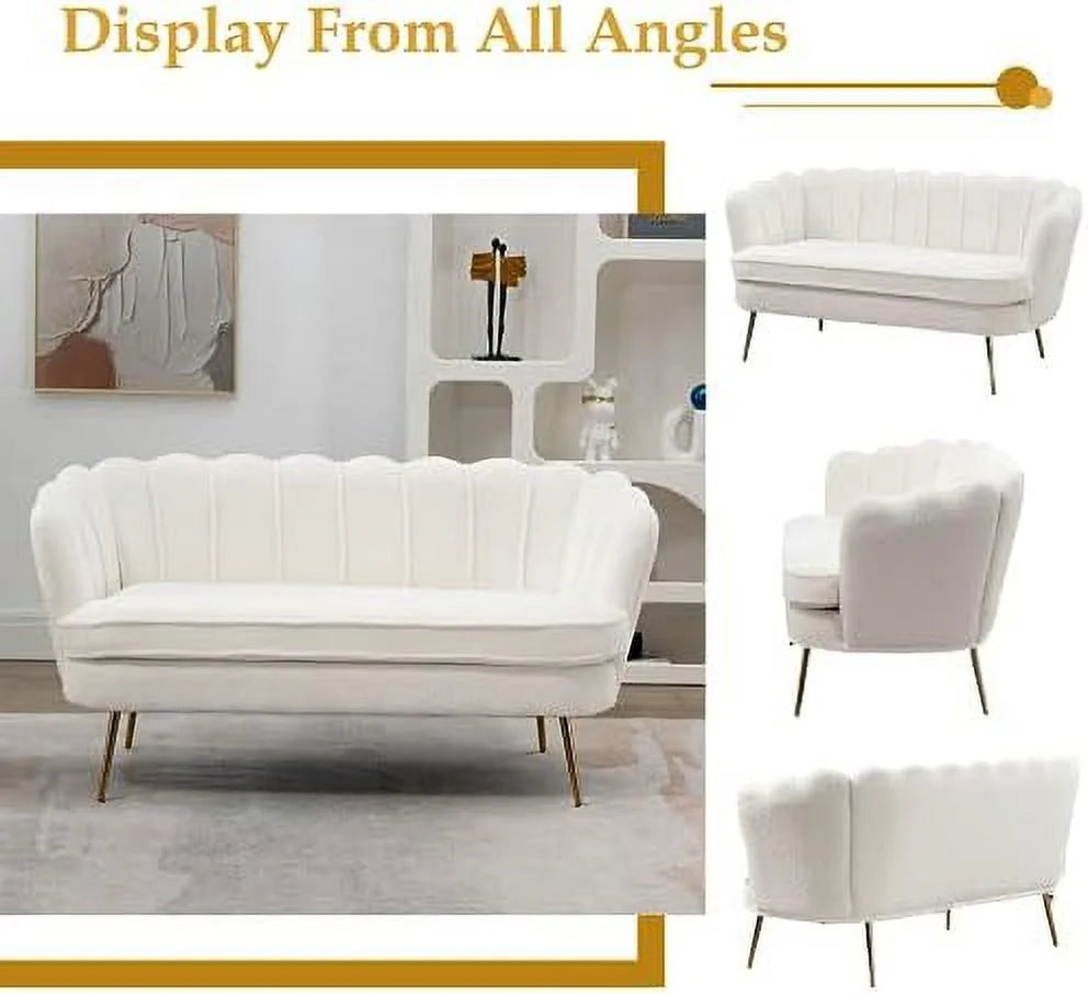 Boucle Loveseat Sofa with Gold Metal Legs F766