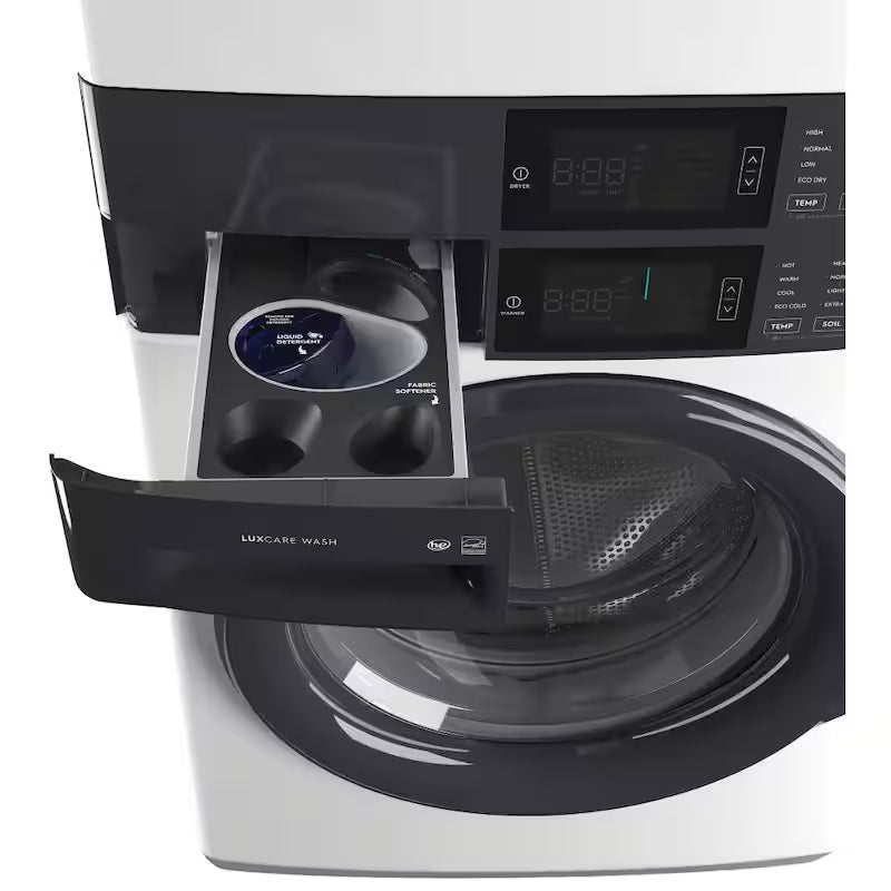 White Stacked Washer and Electric Dryer Laundry Tower V90106